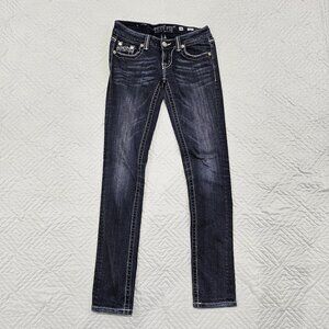Miss Me Jeans Womens 26 Black Skinny Denim Jeans Rhinestone Studs JE104952L